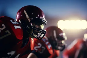 Sam Jordan, un jeune étudiant trisomique, célébrant son touchdown sur un terrain de football américain entouré de joueurs.