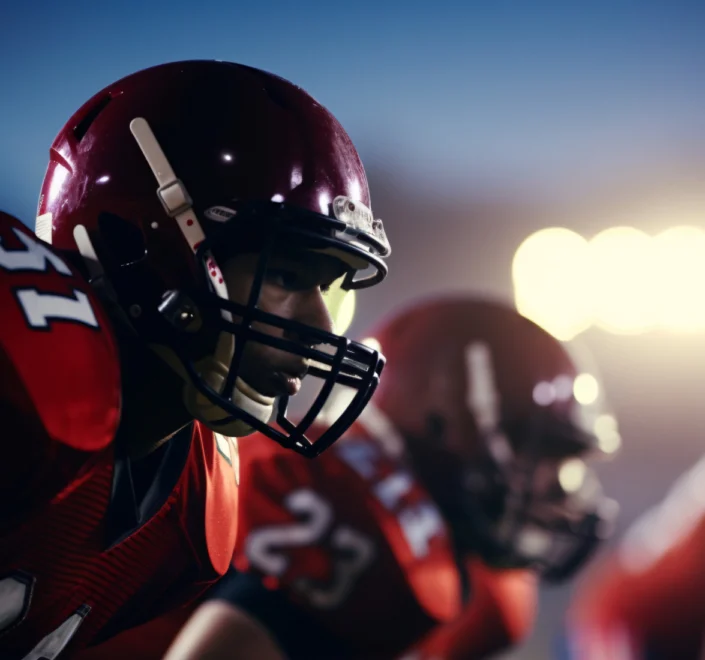 Sam Jordan, un jeune étudiant trisomique, célébrant son touchdown sur un terrain de football américain entouré de joueurs.
